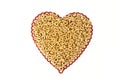 Breakfast cereal in a lace heart