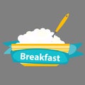 Breakfast Cereal Oatmeal, Icon in Modern Flat Style Vector Illus Royalty Free Stock Photo