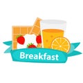 Breakfast Cereal Oatmeal and Orange Juice, Icon in Modern Flat Royalty Free Stock Photo