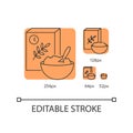 Breakfast and cereal orange linear icons set