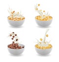 Breakfast Cereal Plates Set Royalty Free Stock Photo