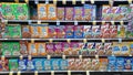 Breakfast cereal selection in grocery store Royalty Free Stock Photo