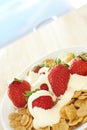 Breakfast cereal with strawberries and cream Royalty Free Stock Photo