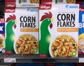 Breakfast cereal on supermarket shelf