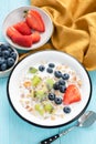 Breakfast cereals with milk and berries Royalty Free Stock Photo