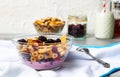 Breakfast cereals with berry fruits in bowl Royalty Free Stock Photo