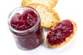 Breakfast of cherry jam on toast Royalty Free Stock Photo