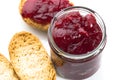 Breakfast of cherry jam on toast Royalty Free Stock Photo