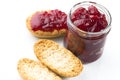 Breakfast of cherry jam on toast Royalty Free Stock Photo