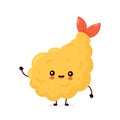 Cute happy funny tempura shrimp Royalty Free Stock Photo