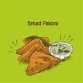 Indian Street food Bread pakora vector illustration Royalty Free Stock Photo