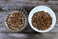 Breakfast Chocolate flavored balls cereal, as a snack prepared with milk for children and adults, crispy crunchy chocolate Royalty Free Stock Photo