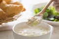 Breakfast of clam chowder Royalty Free Stock Photo