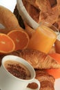 Breakfast, coffee , bread and fruits Royalty Free Stock Photo