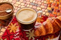 Breakfast coffee croissant with brown sugar Royalty Free Stock Photo