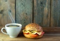 Breakfast coffee and sandwich background Royalty Free Stock Photo