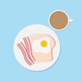 breakfast concept with bread,egg,bacon and coffee Royalty Free Stock Photo