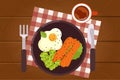 Breakfast concept. Healthy food. Flat style illustration. Vector illustration