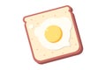 Breakfast toast concept with tasty fried egg on isolated white background, vector illustration