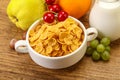 Breakfast with corn flakes and milk Royalty Free Stock Photo