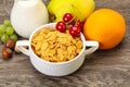 Breakfast with corn flakes and milk Royalty Free Stock Photo