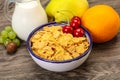 Breakfast with corn flakes and milk Royalty Free Stock Photo