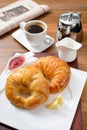 Breakfast with croissan Royalty Free Stock Photo