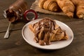 Breakfast croissant with chocolate