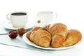 Breakfast with croissant and coffee Royalty Free Stock Photo