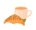 Breakfast croissant with coffee cup