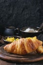 Breakfast with croissant and mango fruit Royalty Free Stock Photo