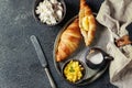 Breakfast with croissant and mango fruit Royalty Free Stock Photo