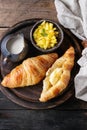Breakfast with croissant and mango fruit Royalty Free Stock Photo