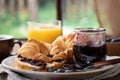 Croissants with blueberry jam and blueberries Royalty Free Stock Photo