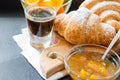 Breakfast - croissants coffee jam Royalty Free Stock Photo