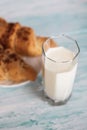 Breakfast with croissants, milk Royalty Free Stock Photo