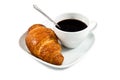 Breakfast with cup of black coffee and croissant Royalty Free Stock Photo