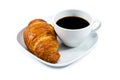 Breakfast with cup of black coffee and croissant Royalty Free Stock Photo