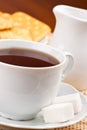 Breakfast with cup of tea and crackers Royalty Free Stock Photo