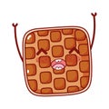 Breakfast cute waffle happy kawaii cartoon isolated icon