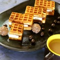 Breakfast. For dessert, Viennese waffles, chocolate sweets, hot