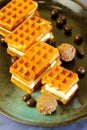 Breakfast. For dessert, Viennese waffles, chocolate sweets and p