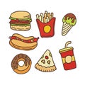 Doodles Breakfast with hand drawn vector illustration Royalty Free Stock Photo