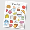 Breakfast doodles - lined paper Royalty Free Stock Photo