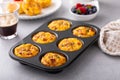 Breakfast egg muffins or egg bites with bacon and cheddar Royalty Free Stock Photo