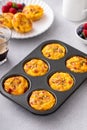 Breakfast egg muffins or egg bites with bacon and cheddar Royalty Free Stock Photo