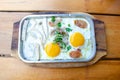 Breakfast egg pan Royalty Free Stock Photo