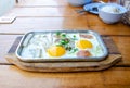 Breakfast egg pan Royalty Free Stock Photo