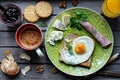 Breakfast with an egg on a toast Royalty Free Stock Photo