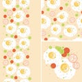 Breakfast eggs set of seamless pattern and borders Royalty Free Stock Photo